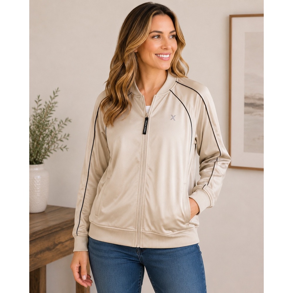 Savage X Fenty Hot Track Jacket Champagne Beige‎ Satin Zip Up 3X NEW